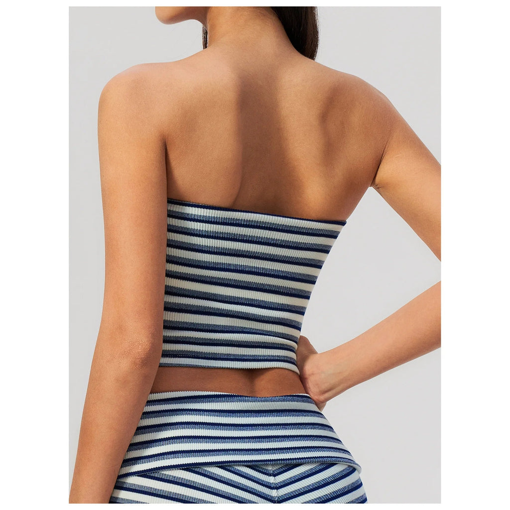 Top cai-cai Prana Stripe azul-real às riscas – vista de costas
