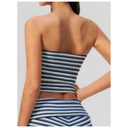 Top cai-cai Prana Stripe azul-real às riscas – vista de costas
