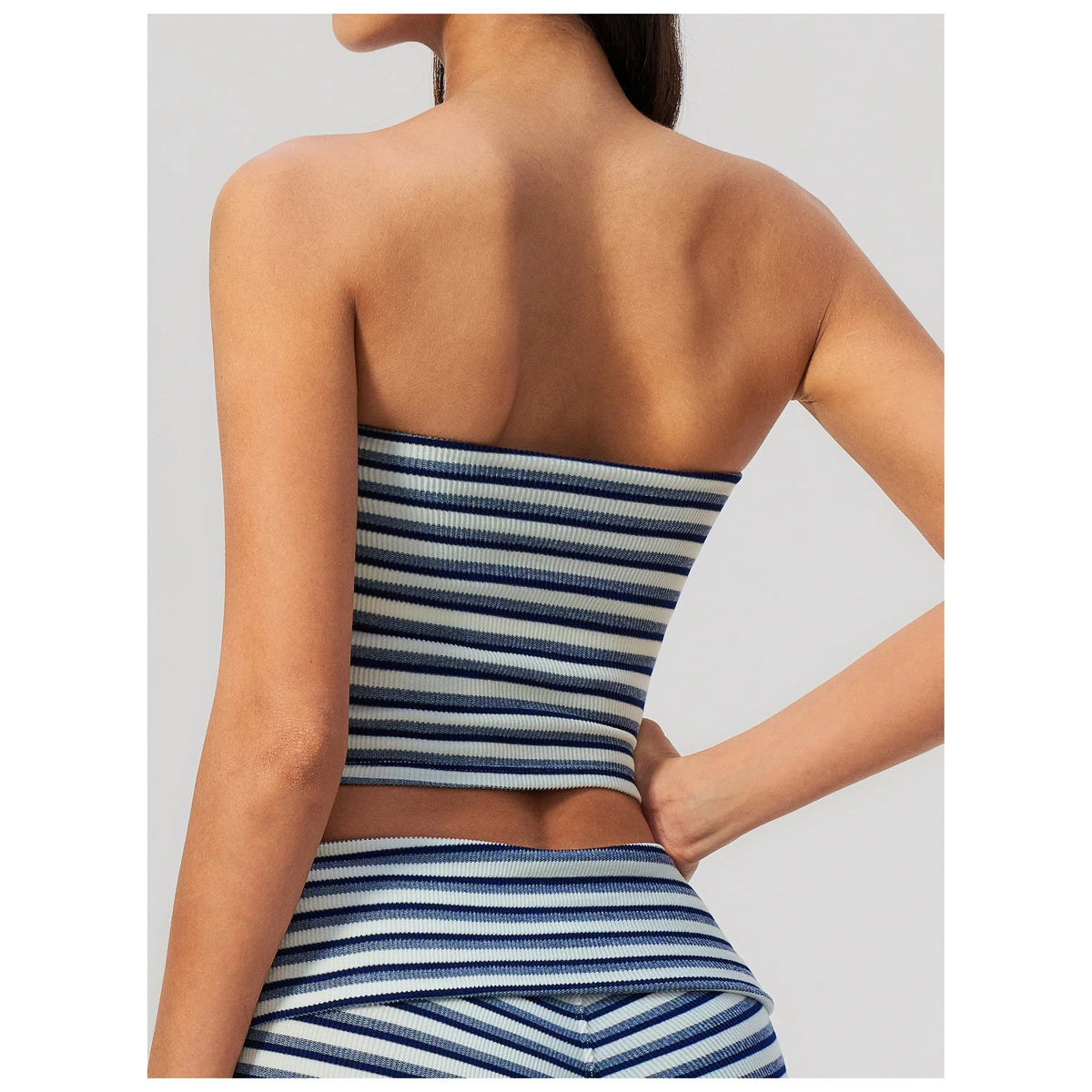 Top cai-cai Prana Stripe azul-real às riscas – vista de costas