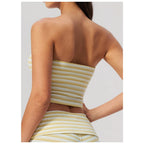 Top cai-cai Prana Stripe amarelo às riscas – vista de costas