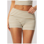 Calções Prana Stripe caqui e brancos às riscas – vista de frente