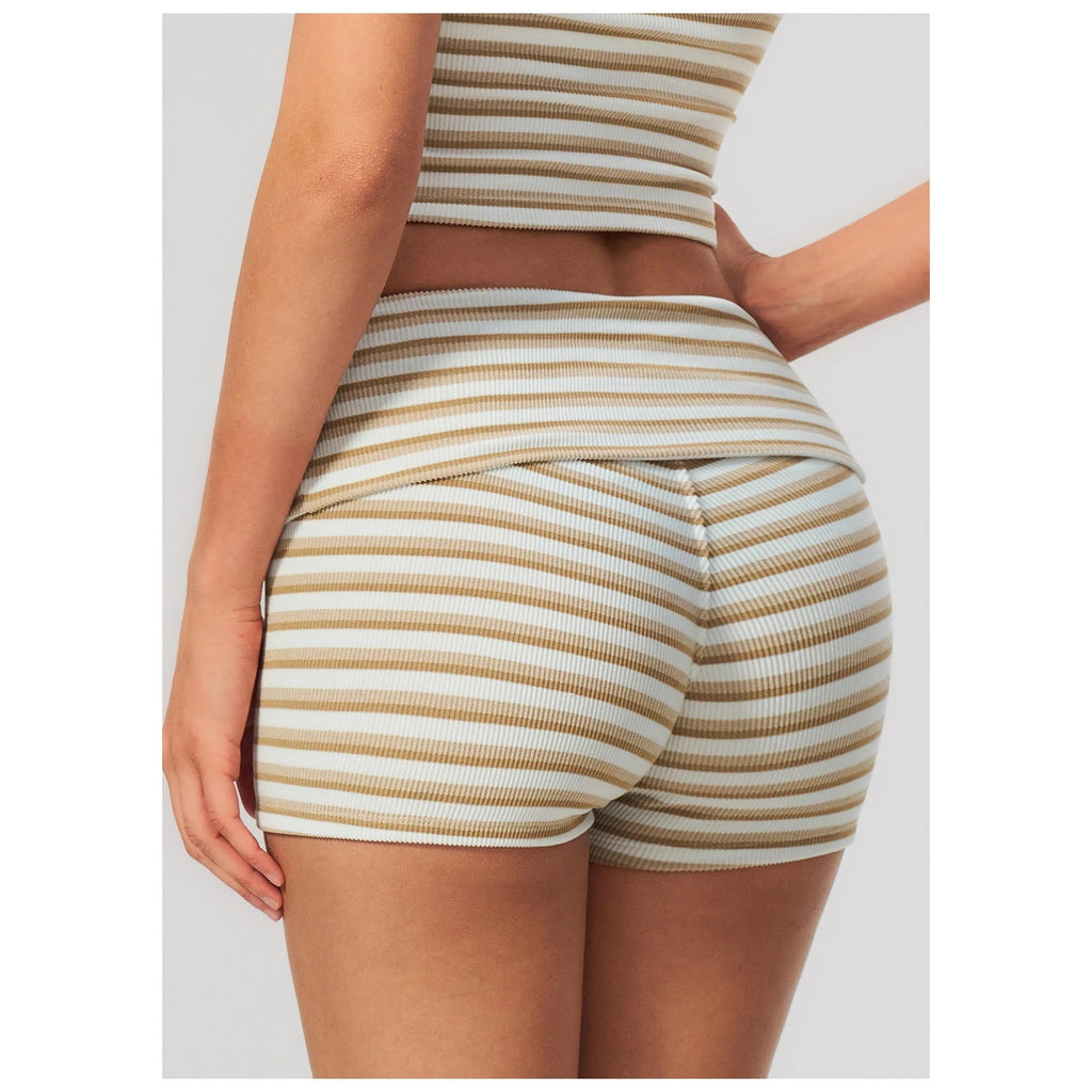 Calções Prana Stripe caqui às riscas – vista de costas