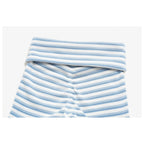 Cós dobrado e franzido dos calções Prana Stripe azul-claros – detalhe