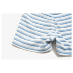 Perna dos calções Prana Stripe azul-claros às riscas – detalhe