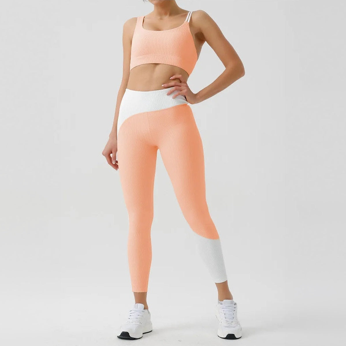 Conjunto de Yoga 2 Peças Shakti Ribbed – Conjunto Laranja