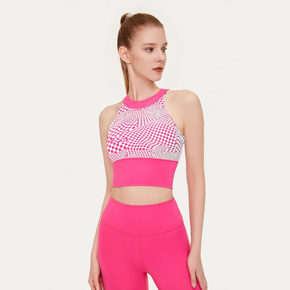 Shakti Plaid – Top de Yoga – Rosa
