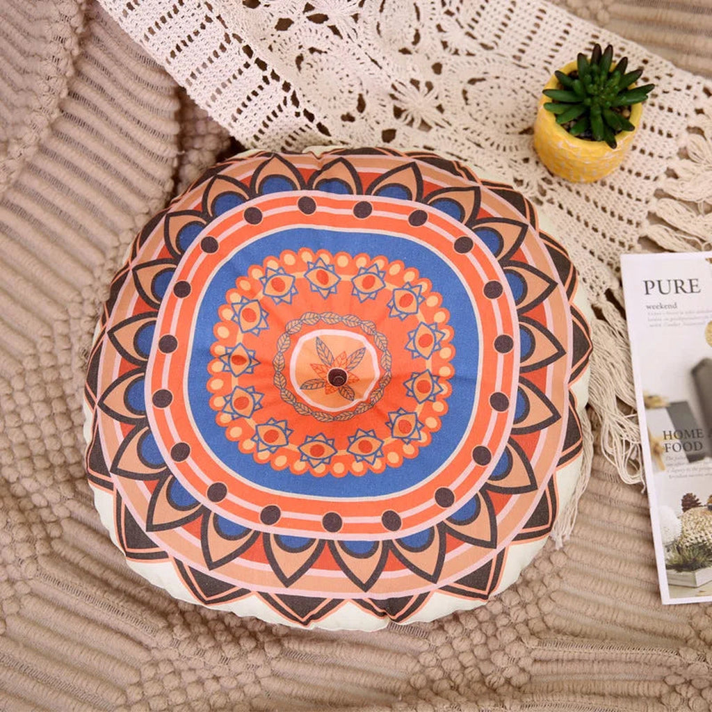 Almofada de meditação Shlama Rest da Shamar com mandala laranja e azul