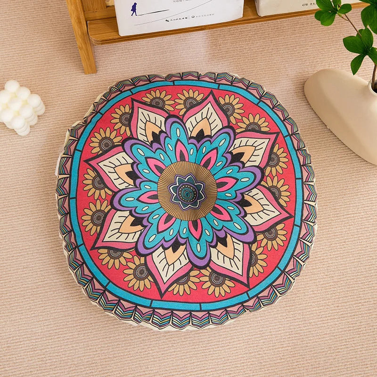 Almofada de meditação Shlama Rest da Shamar com lótus turquesa e rosa