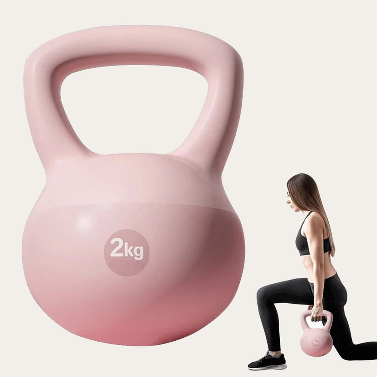 Kettlebell macio rosa 2 kg com referência de tamanho