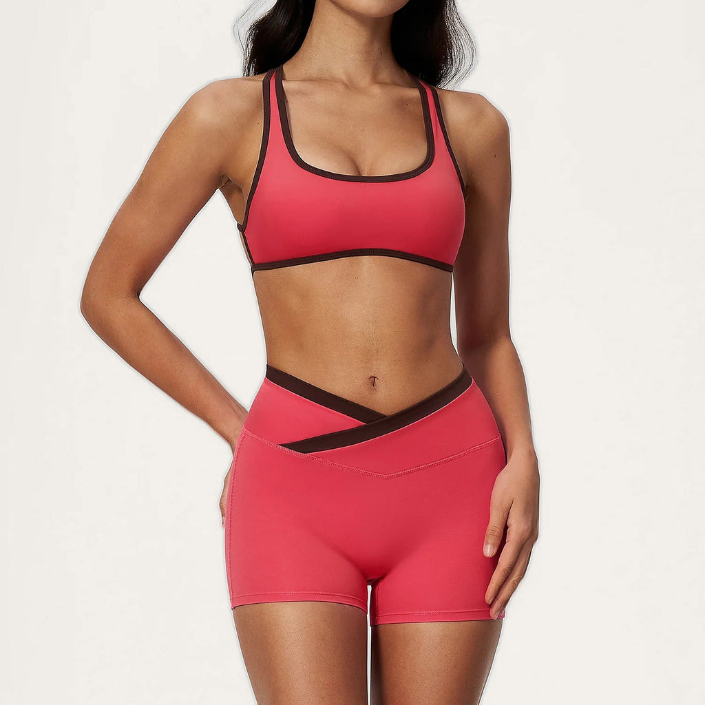 Conjunto Chaya Vermelho Coral · Top + Calções