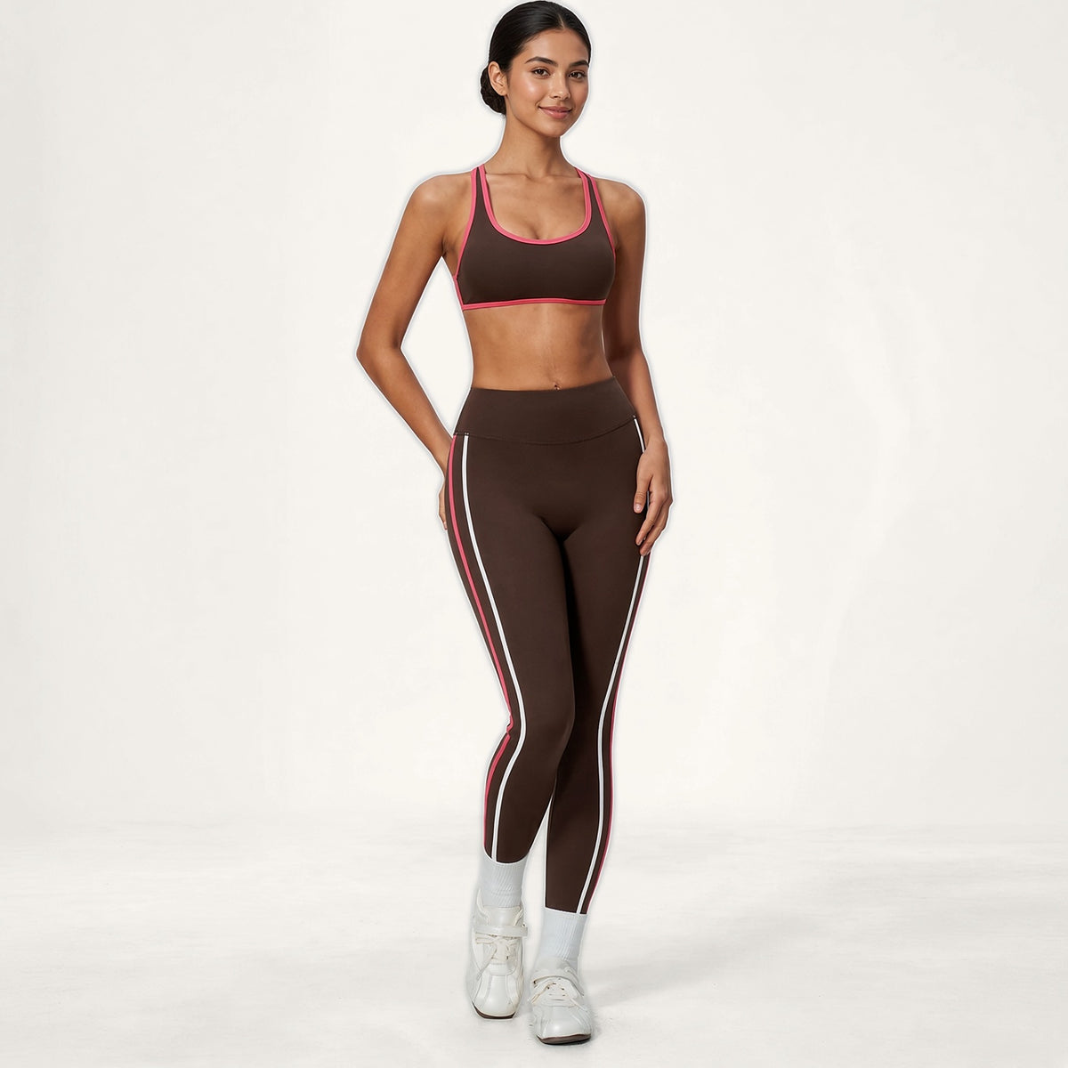 Conjunto Chaya Castanho Café · Top + Leggings