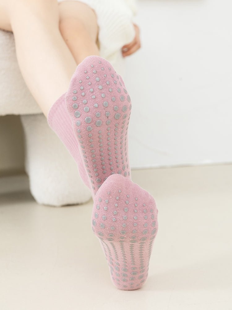 Calcetines de yoga antideslizantes para mujer con agarre de algodón - 5 pares