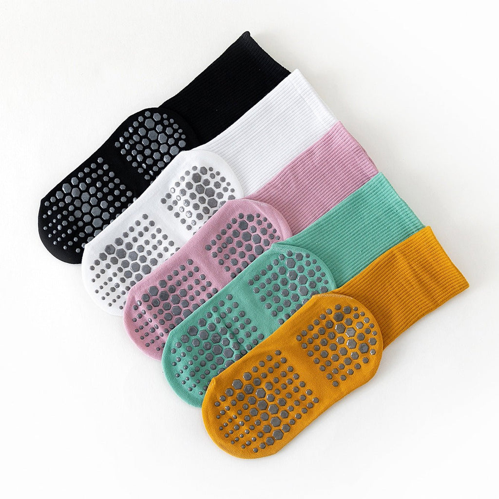 Women's Non-Slip Yoga Socks with Cotton Grip - 5 pairs