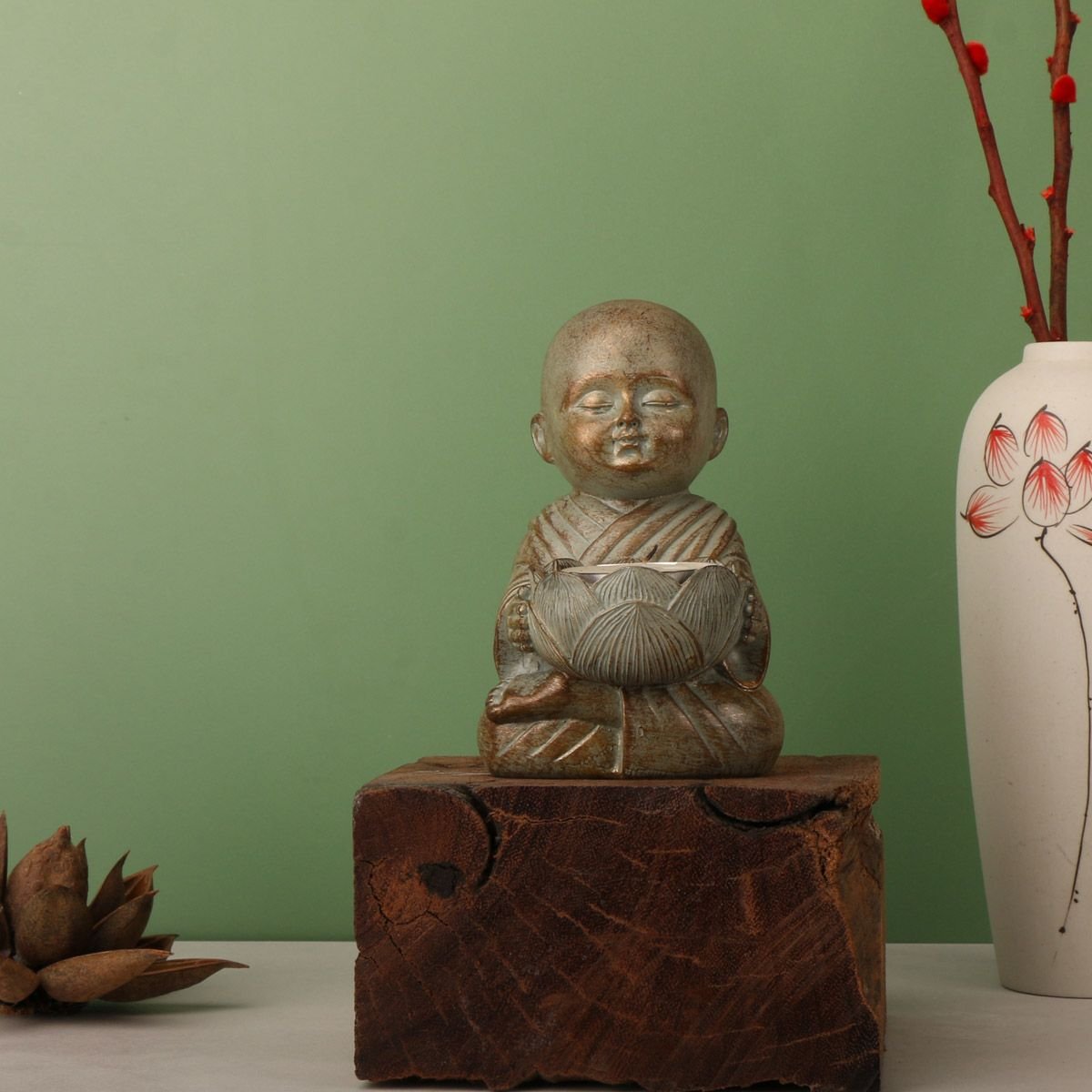 Suporte de Velas para Meditação Buda Zen
