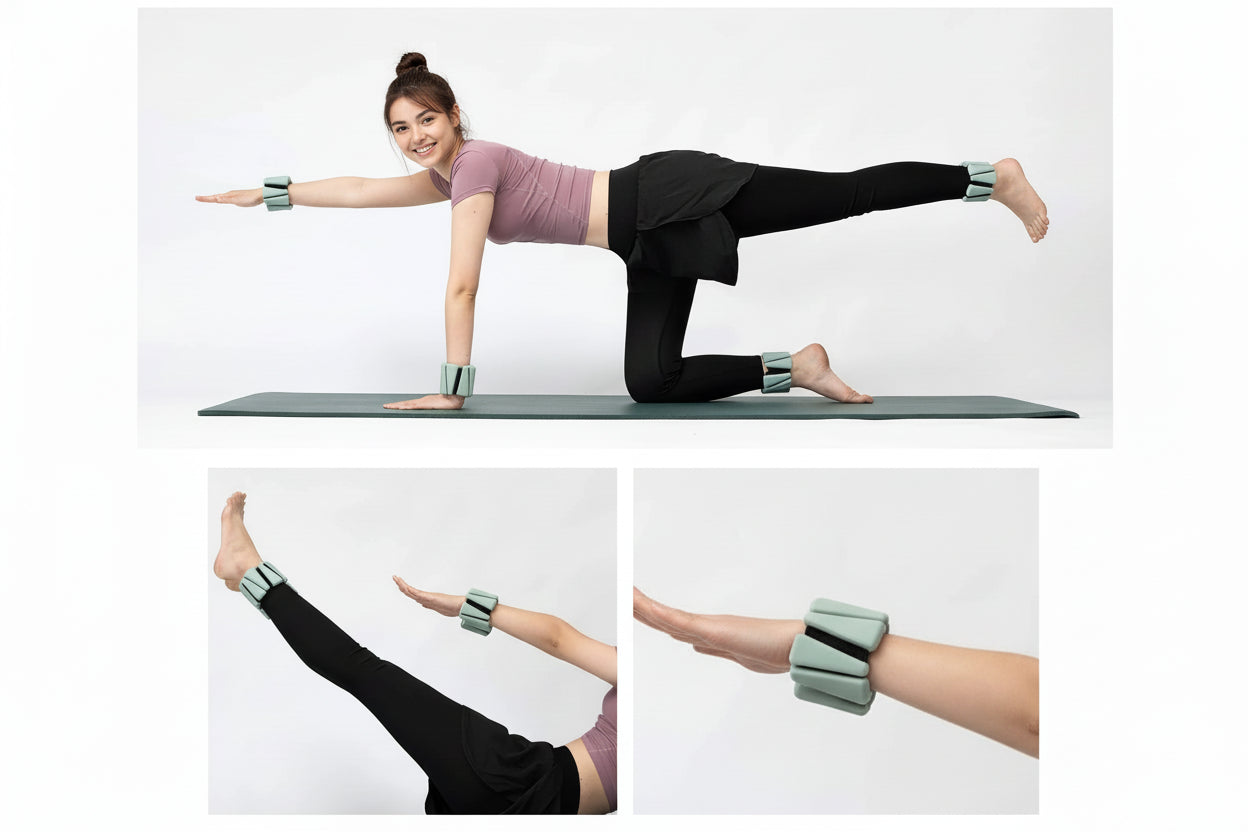 Pesas de Muñeca y Tobillo Ajustables para Yoga y Ejercicios de Fitness