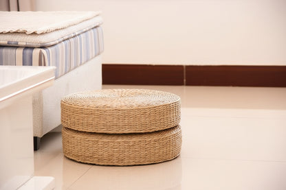 Meditation Ottoman in Natural Straw