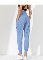 Pantalones de yoga sueltos y moldeadores para mujer - Secado rápido, bajo plisado y bolsillos laterales