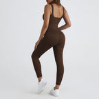 Women's Seamless Yoga Jumpsuit – Bodycon with Square Neckline and Integrated Leggings
