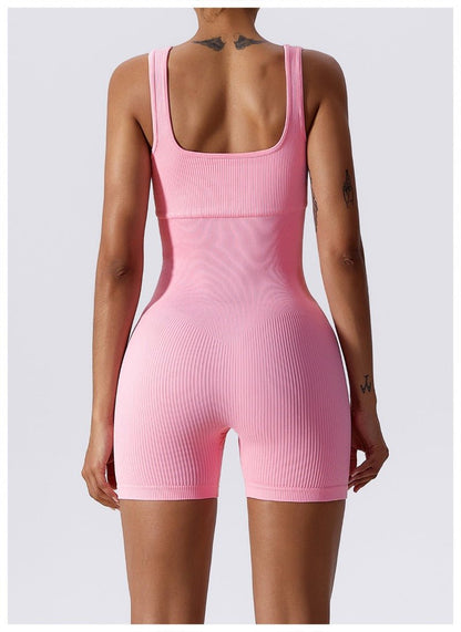 Macacão Feminino de Yoga – Peça Única Canelada com Suporte e Estilo