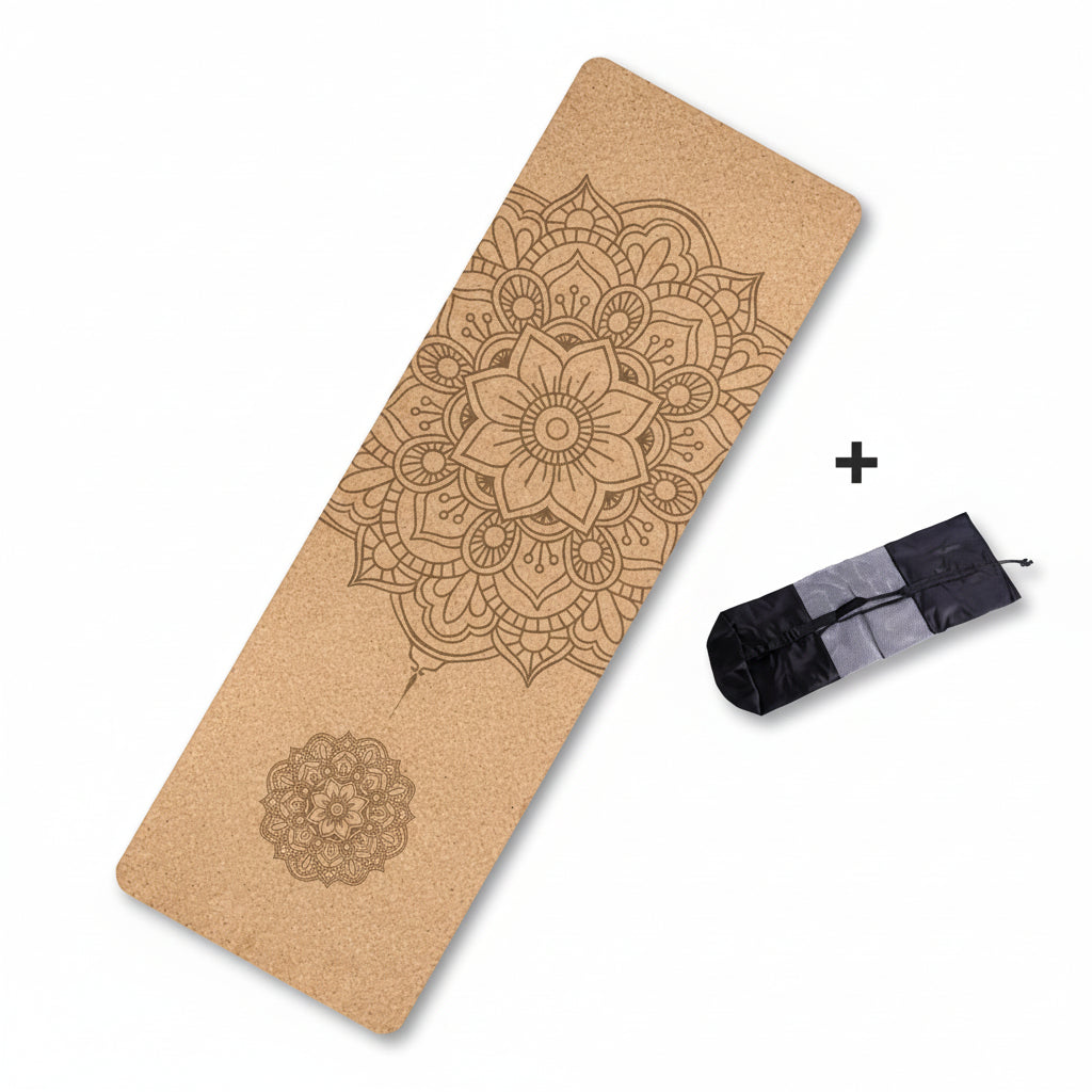Solar Essence Rug – 4mm Natural Cork with Exclusive Mandala and Carrying Bag