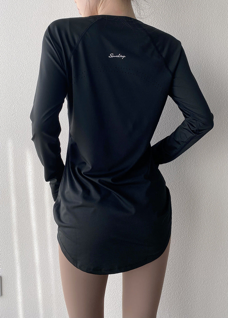 FlowLong – Sudadera ajustada para yoga, running y bienestar activo