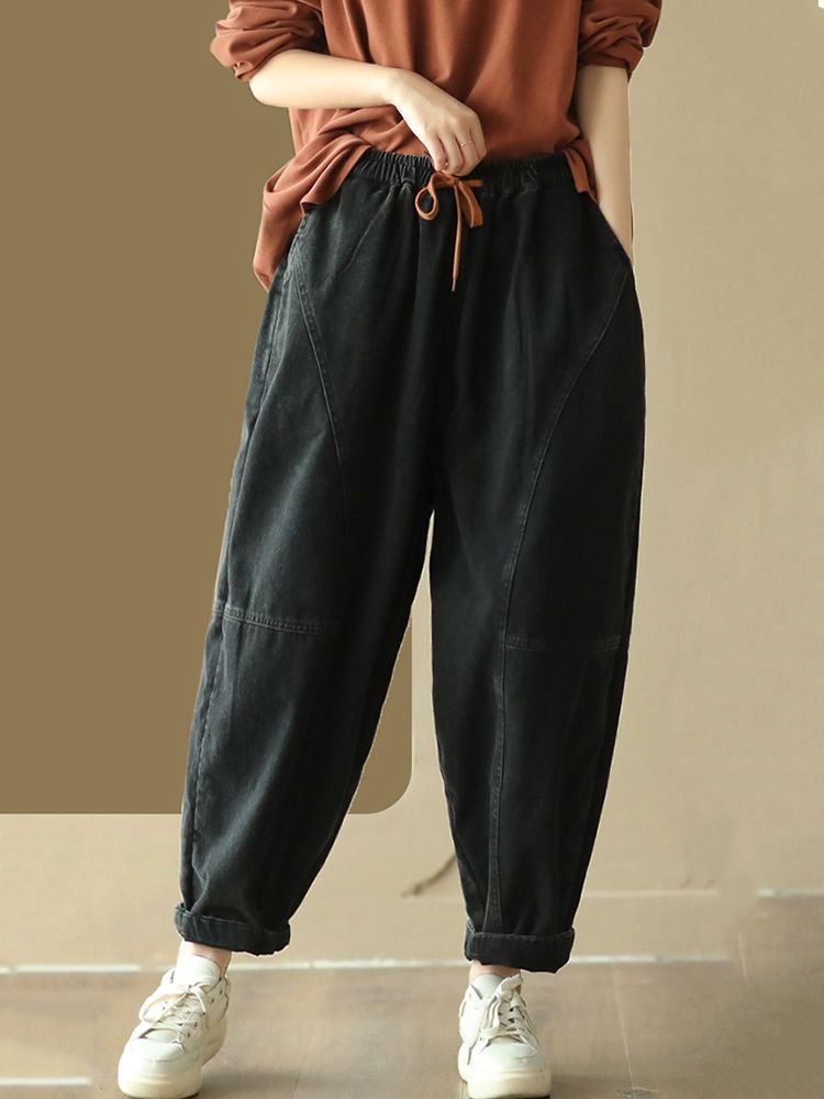 ZenRoots – Calças Soltas em Algodão com Toque Boho e Caimento Relaxado