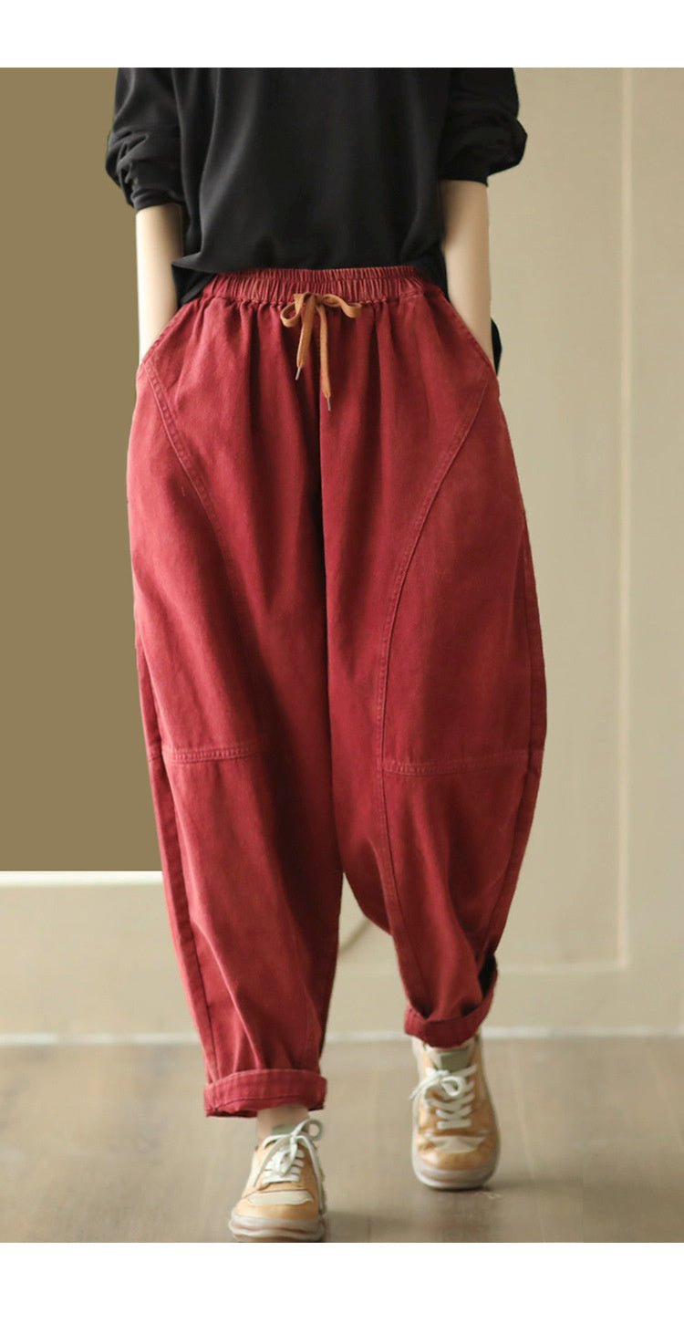 ZenRoots – Calças Soltas em Algodão com Toque Boho e Caimento Relaxado