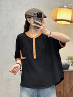 UrbanZen – Camiseta Vintage para Mujer, Estilo Ligero y Relajado