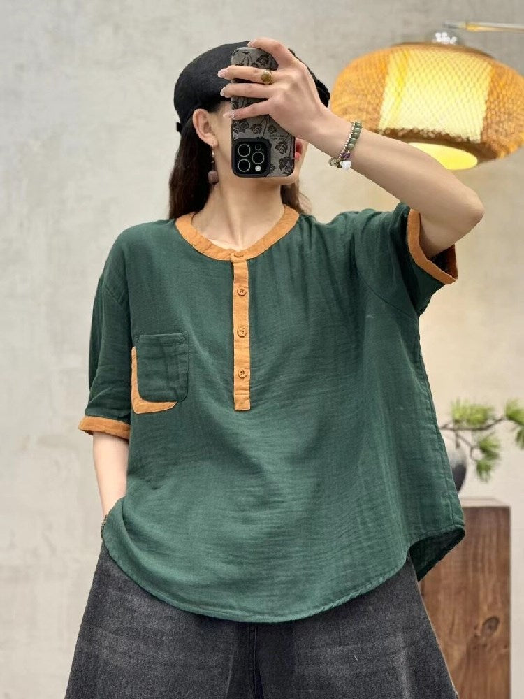 UrbanZen – Camiseta Vintage para Mujer, Estilo Ligero y Relajado