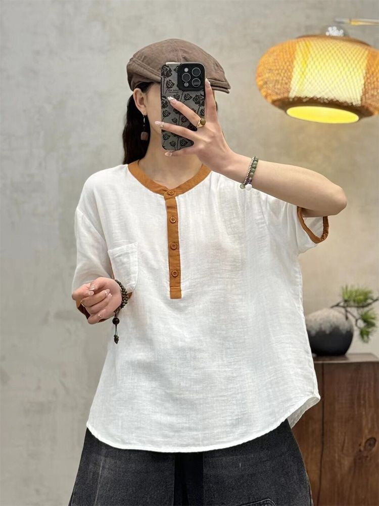 UrbanZen – Camiseta Vintage para Mujer, Estilo Ligero y Relajado