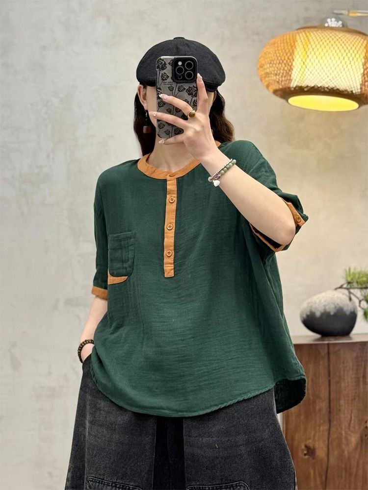 UrbanZen – Camiseta Vintage para Mujer, Estilo Ligero y Relajado