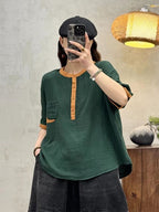 UrbanZen – Camiseta Vintage para Mujer, Estilo Ligero y Relajado