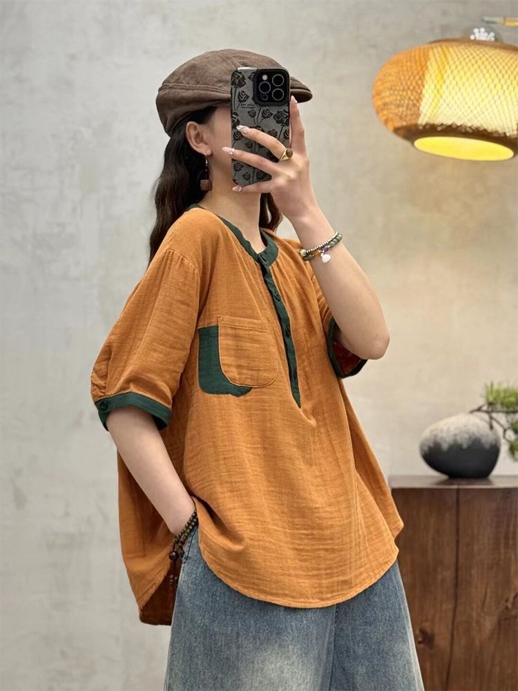 UrbanZen – Camiseta Vintage para Mujer, Estilo Ligero y Relajado
