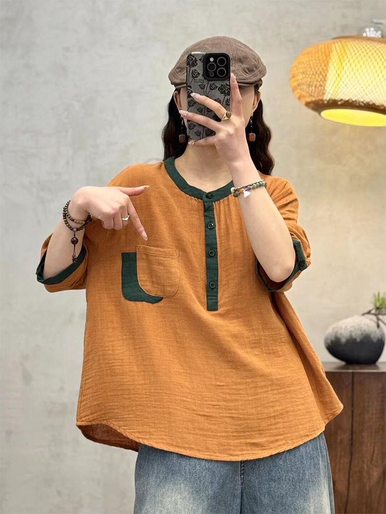 UrbanZen – Camiseta Vintage para Mujer, Estilo Ligero y Relajado