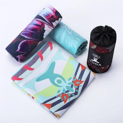 YogiTowel – Ultra-thin Yoga Mat Towel with Print and Secure Fastening