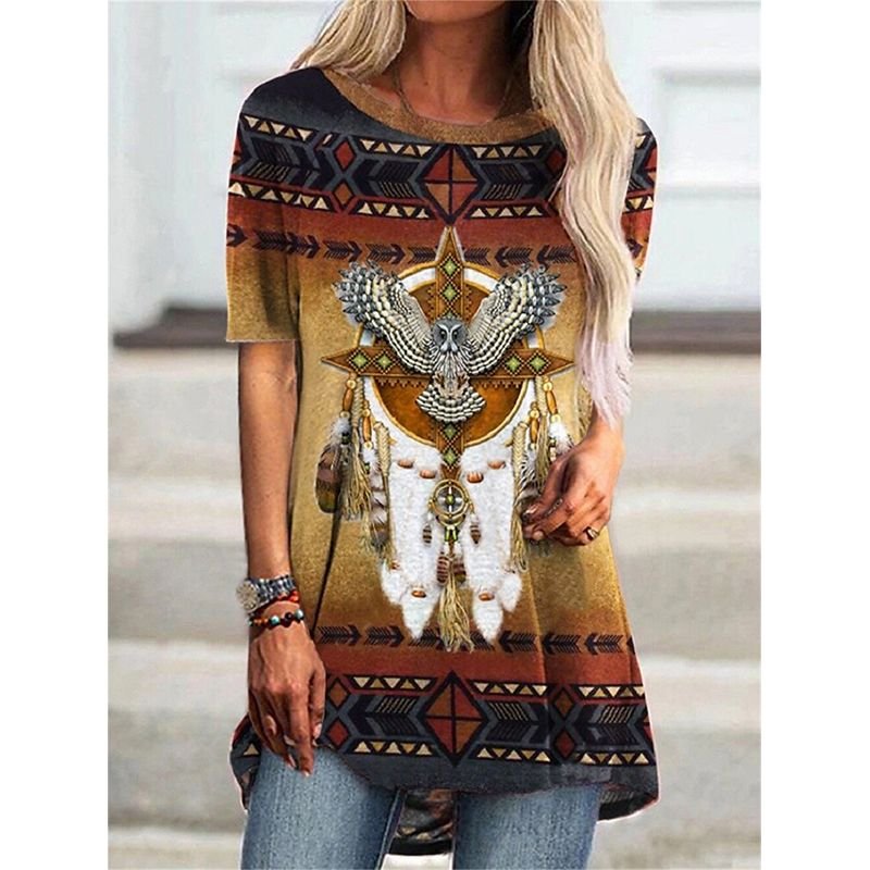 Tribal Spirit Tee – Estilo Étnico Y2K com Toque Boho