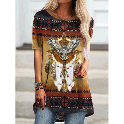 Tribal Spirit Tee – Estilo Étnico Y2K com Toque Boho