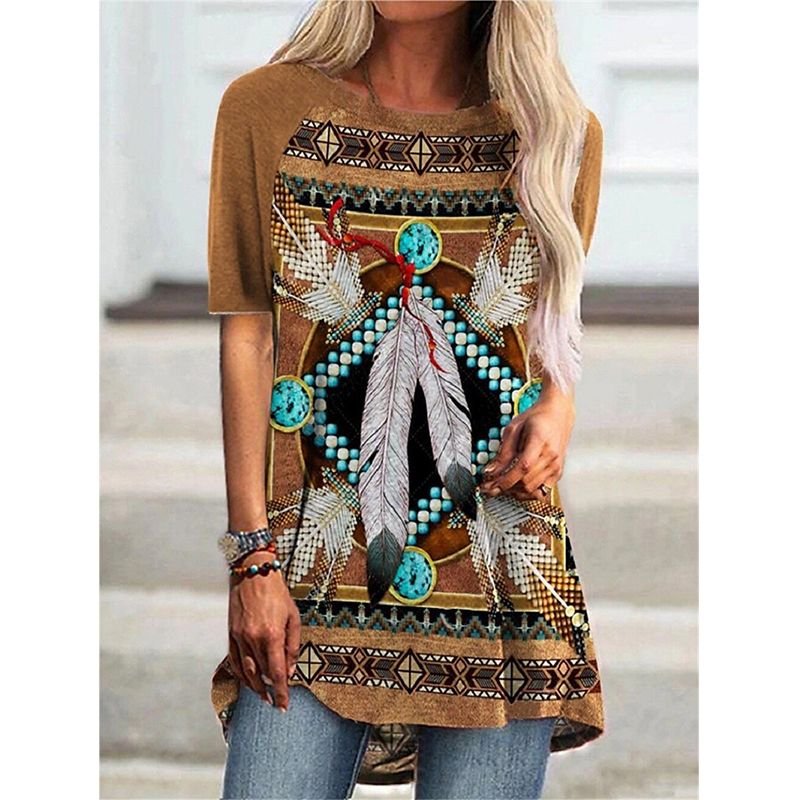 Tribal Spirit Tee – Estilo Étnico Y2K com Toque Boho