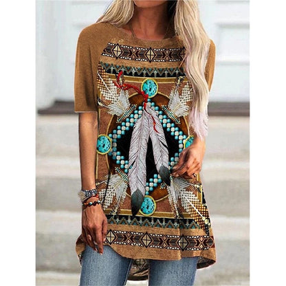 Tribal Spirit Tee – Estilo Étnico Y2K com Toque Boho
