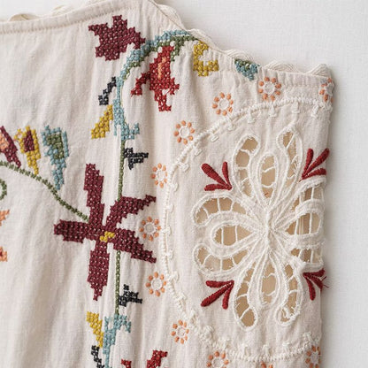 Lakshmi Breeze – Vestido de Verão Ombro a Ombro com Bordado Delicado