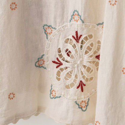 Lakshmi Breeze – Vestido de Verão Ombro a Ombro com Bordado Delicado