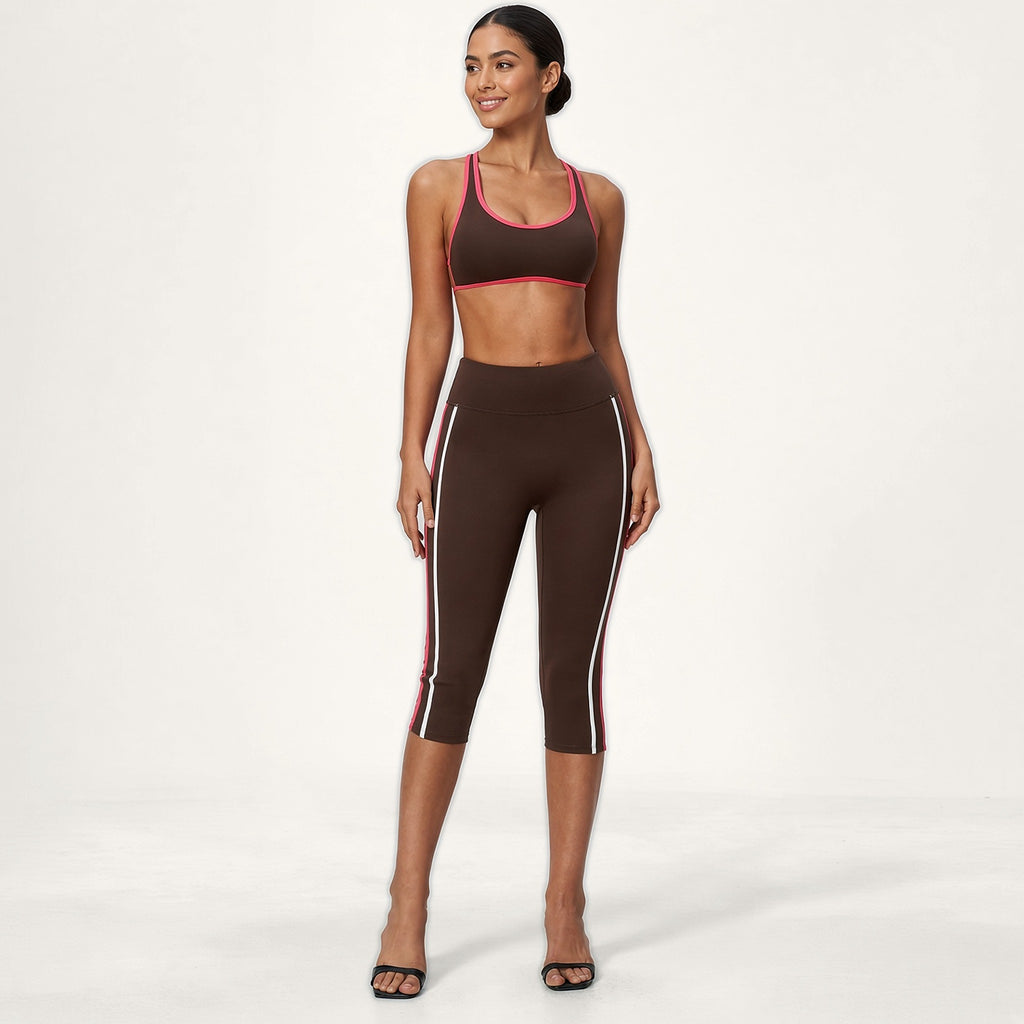 Conjunto Chaya Castanho Café · Top + Corsários