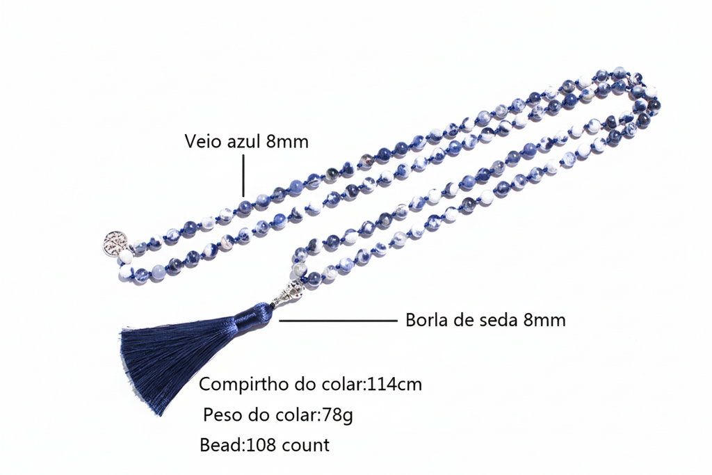 Blue Spirit — 108 Sodalite Beads for Meditation and Harmony