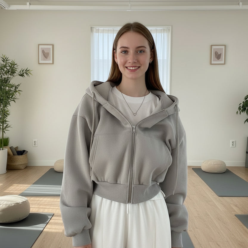 Nova Flow Hoodie – Cropped, Forrado e Sofisticado para o Dia a Dia