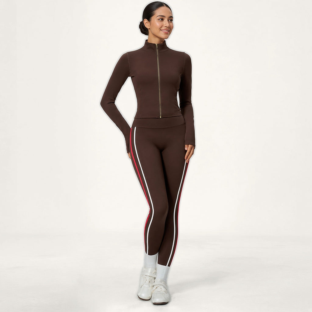 Conjunto Chaya Castanho Café · Casaco + Leggings