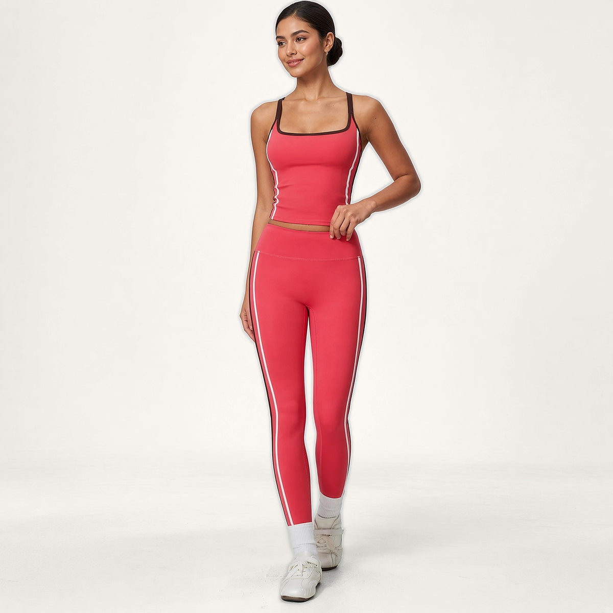 Conjunto Chaya Vermelho Coral · Camisola de Alças + Leggings