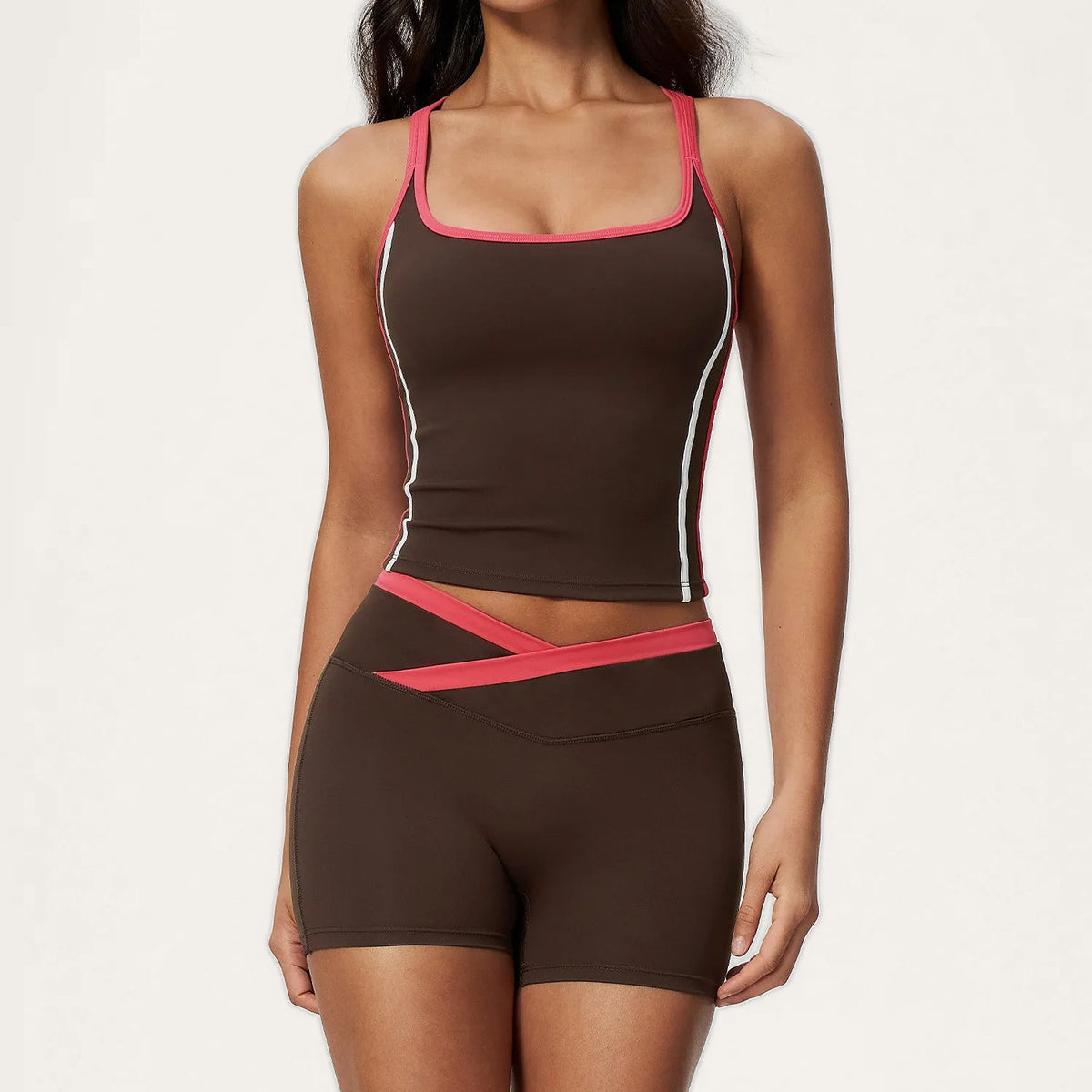 Conjunto Chaya Castanho Café · Camisola de Alças + Calções
