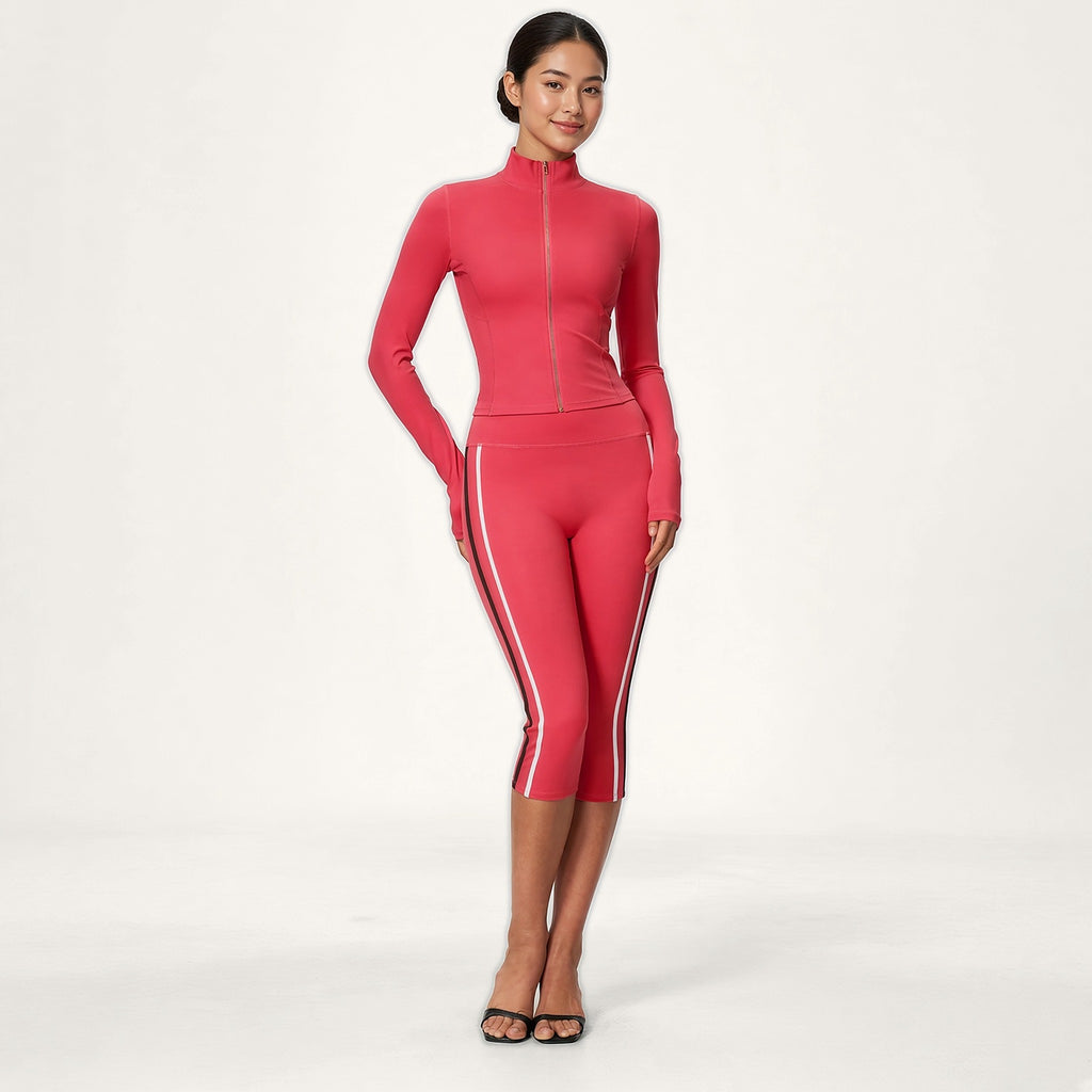 Conjunto Chaya Vermelho Coral · Casaco + Corsários