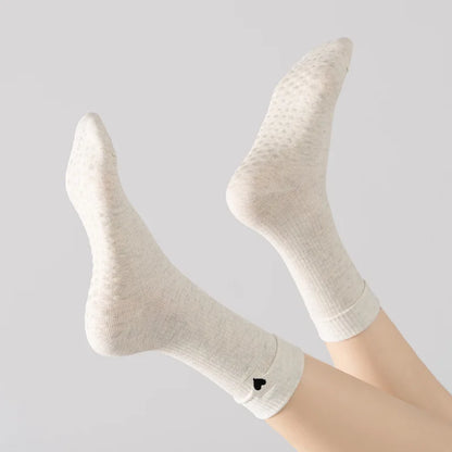 Heart Balance Socks – Meias de Yoga Antiderrapantes com Bordado de Coração