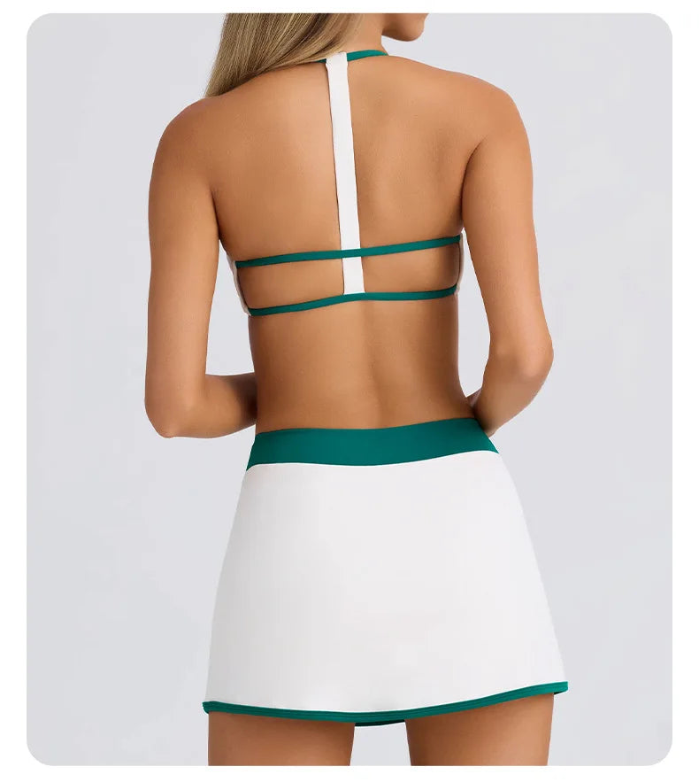 Conjunto Top Halter e Saia-Short de Yoga Aurea Match